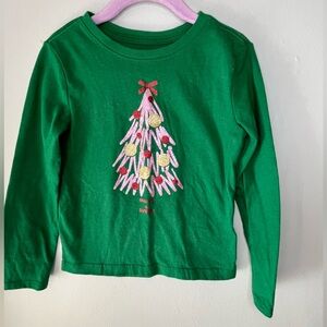 Holiday Time Green Long Sleeve Pink Christmas Tree Shirt Girls Size XS 4-5